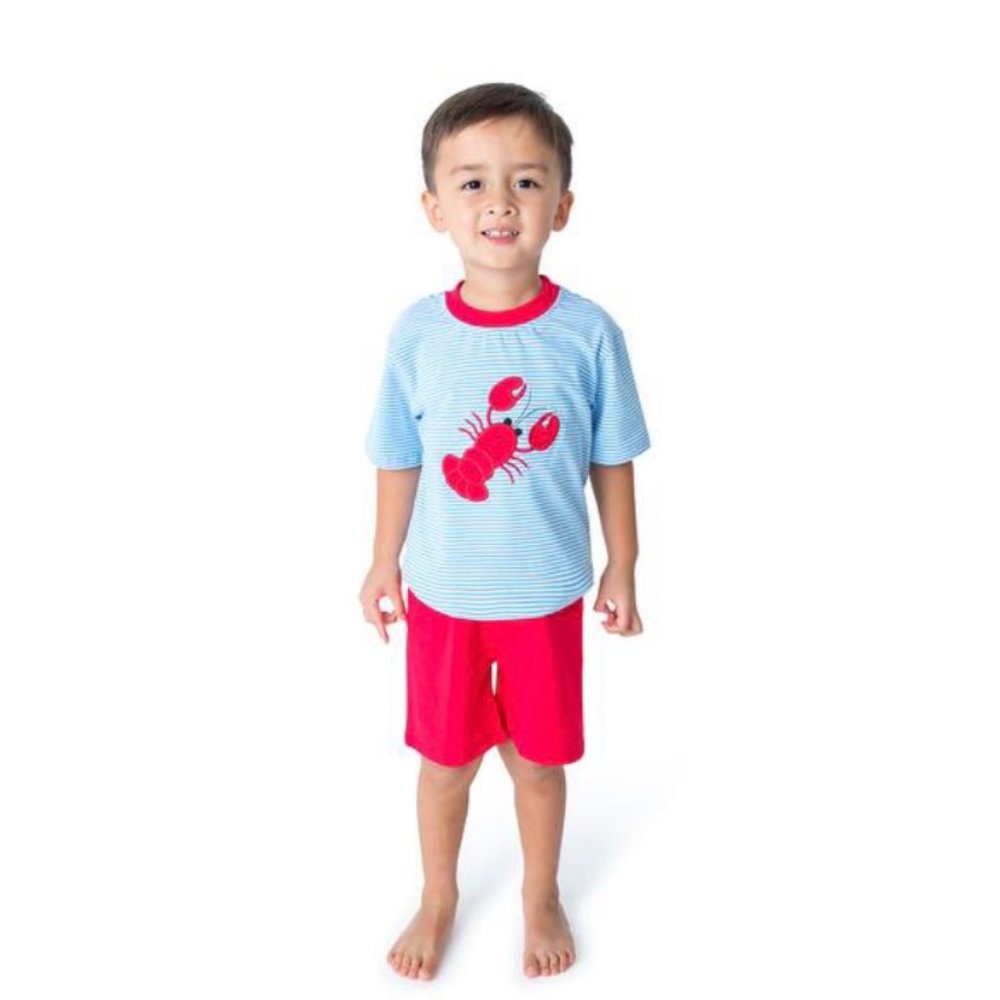 Applique Lobster Boy's Short Set